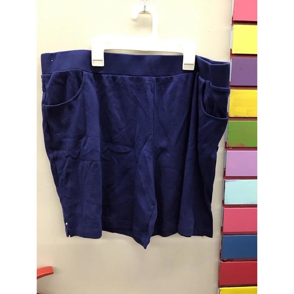 Quacker factory set of 2 XL pull on 11” shorts lipstick/navy New QVC